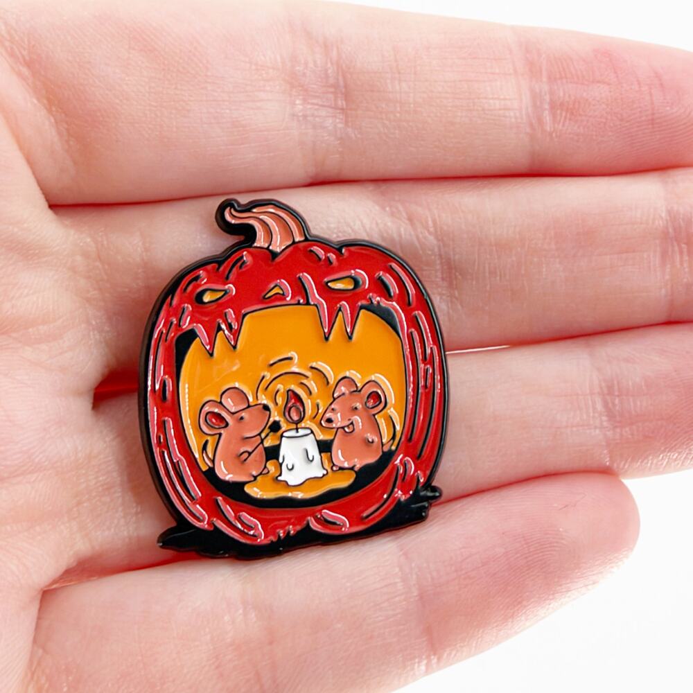 Pumpkin Mouse Halloween Soft Enamel Pin Cute Spooky Autumn Witchy Kawaii